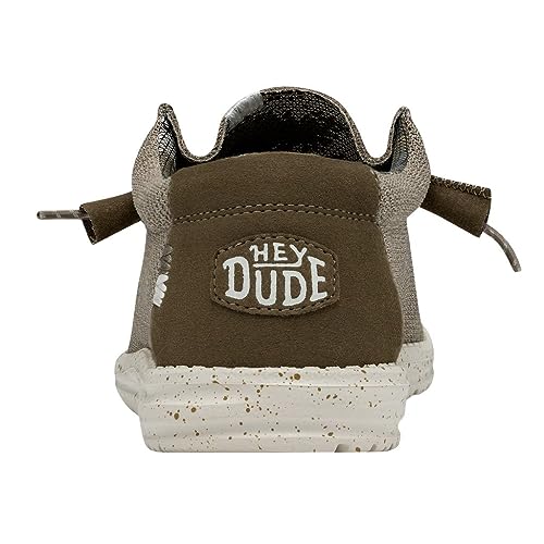 Image of HEYDUDE Men's Wally Sox Stitch Men Slip On Loafer, Sand Size 15 | Lightweight Woven Stretch Shoe with Elastic Laces