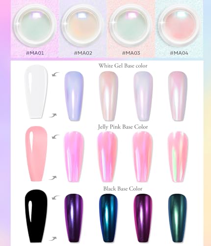 Glassy Pearl Chrome Nail Powder: BISHNGYF High Gloss Aurora Chrome Powder for Nails Glazed Donut Clear Ice White Magic Nail Pigment Powder Mirror Effect Nail Glitter - Image 2