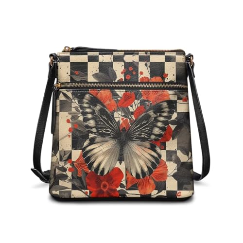 Leather Crossbody Purse for Women Satchel Handbag Purse Shoulder Bag with Adjustable Strap Multi Pockets