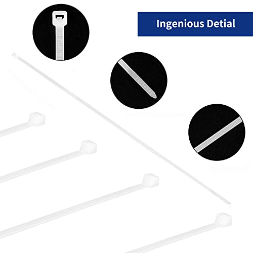 Image of 250 Pack Zip Ties 12 inch Clear Cable Tie Wraps 50 lbs Tensile Strength self-locking fastener 3.6 mm width Wire Ties for Organization and Management of Electrical Cords, Plants, and Fences