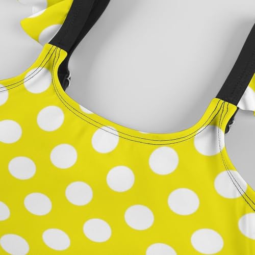 Image of Girls One Piece Swimsuit Polka Dots Ruffles Swimwear Bathing Suits 3-12 Years