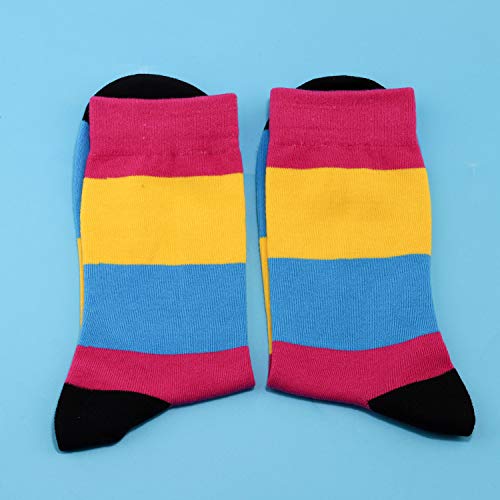 JXGZSO 2 Pairs Pansexual Pride Flag Socks Pansexual Gift Pansexuality LGBTQ Pansexual Socks3