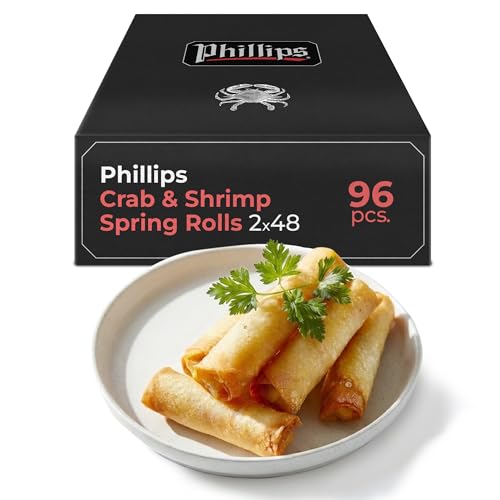 Phillips Crab and Shrimp Spring Rolls 96 Pcs – Asian Frozen Appetizer Spring Rolls with Seafood,...