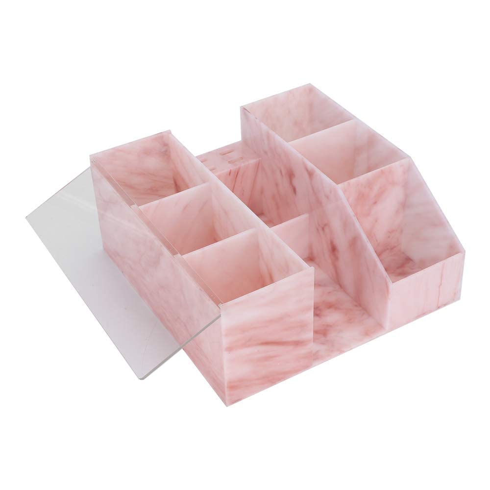zalati Scatola porta attrezzi per bellezza per ciglia Espositore per trucco cosmetico Contenitore per estensione per ciglia finte Scatola portaoggetti per attrezzi, stile marmorizzato rosa