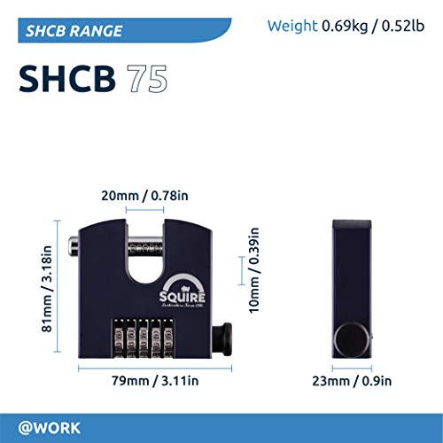 Squire SHCB75Henry SHCB High Security Recodable Combination Block Lock 5 Wheel Padlocks,Black, 75 mm (Length) x 19 mm (Width)