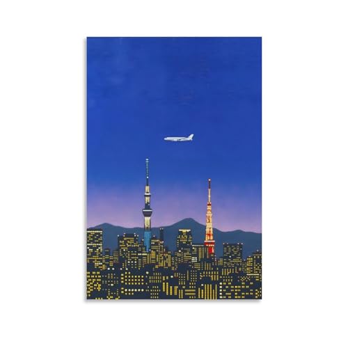 永井博 ポスター クール ポスター 壁アート キャンバス 印刷 アートパネル オフィス装飾 ぶら下がる 版画 ギフト24x36inch(60x90cm)