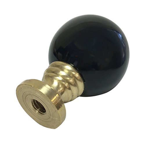 Image of Royal Designs Ceramic Sphere 1.75 inch Lamp Finial for Lamp Shade, Black, Polished Brass Base
