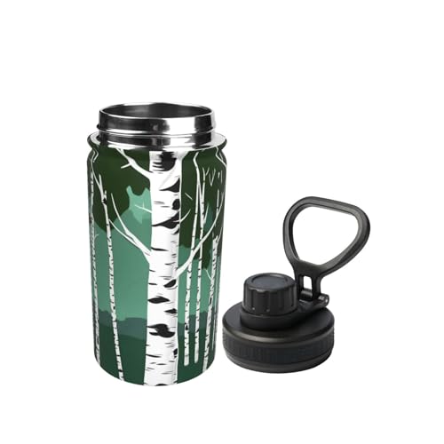 Botella de agua de acero inoxidable aislada de 355 ml con diseño Birch Trees Print 3
