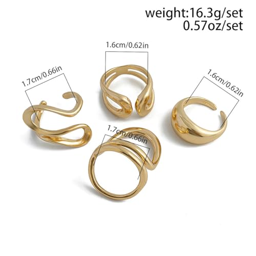 Image of Shining Diva Fashion Stylish Trendy Finger Rings Set for Women & Girls | Chunky Minimal Statement Ring Combos Modern Elegant Jewellery Collection