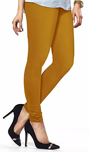 ladyline Plain Cotton Churidar Leggings for Yoga Workout Extra Long Legging (Mustard One Size)