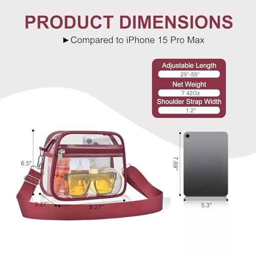 USPECLARE Clear Bag for Stadium Events Clear Purse for Women and Men for Sports Events Concerts Festivals2