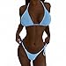 Conjunto de bikini de mujer con correa de envoltura de cojín de cintura alta bikini conjunto de traje de baño tanga traje de baño de tres piezas traje de baño modelo carteles mujeres bikini, azul, 40