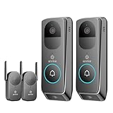 ANNKE Video Doorbell Dual Cameras with Delivery Guard 2K 3MP Full HD Wireless Video Doorbell Camera, 190° Ultra-Wide, 9000mAh Rechargeable Battery, 2-Way Audio, PIR Motion Detection, IP65(2pcs)