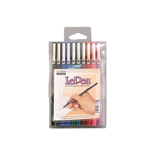 Uchida LePen Porous Point Pen, 10 Count (Pack of 1), Black, Blue, Red, Green, Pink, Lavender, Burgundy
