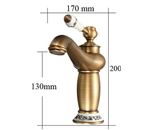 Robinet mitigeur de lavabo en cuivre brossé et laiton antique rétro - 6