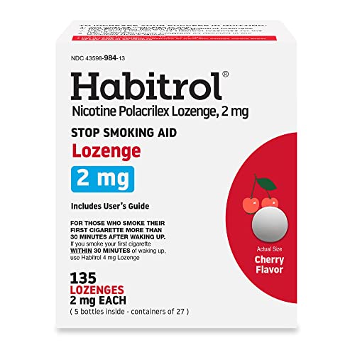 Habitrol Nicotine Lozenges 2 mg Cherry Flavor - 135 Count - Stop Smoking Aid - Reduce Cravings and Withdrawal Symptoms