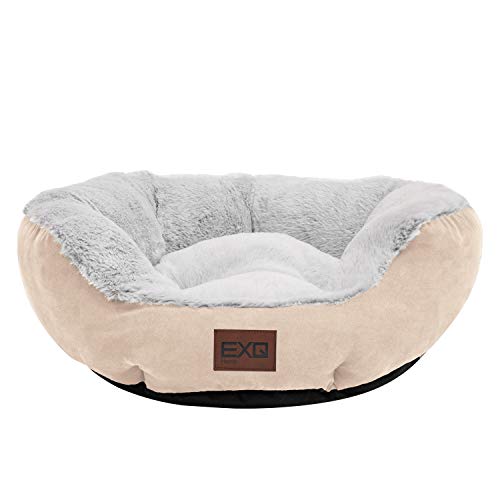 EXQ Home Soft Cat Beds for Indoor Cats,Fluffy Calming Cat Bed with Slip-Resistant Bottom,Plush Round Dog Beds for Small Dogs,20 inch Kitten Bed Machine Washable Pet Beds for Small Dogs