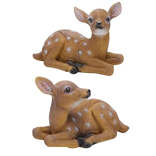2 Pcs Sika Cerf Statue Sculpture Ornements Modèle Animal Art Artisanat en Plein Air Jardin Décoration Ornement Jardin Statues d'animaux Statue Décoration...