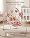 Baby Swings for Infants, Baby Girl Swing for Newborn, Portable Infant Swing with Music, Adaptable Speed, Timing, Soft Cushion, 0-9 Months 20 lbs(Pink)