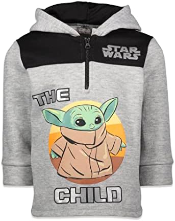 STAR WARS The Child Toddler Boys Fleece Half Zip Pullover Hoodie Gray 5T