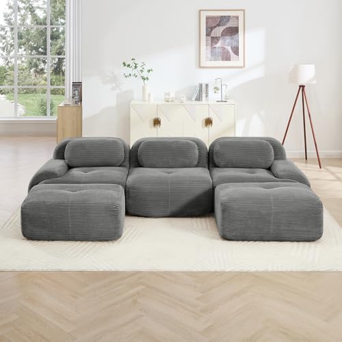 Image of Corduroy Modular Sectional Sofa, Oversized Cloud Couches for Living Room
