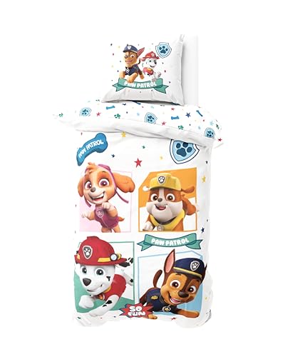 Paw Patrol Biber Bettwäsche Set 135x200 + 80x80 cm – Flanell, Öko-Tex Zertifiziert, Reißverschluss – kuschelig weich & warm für Kinder | Paw...
