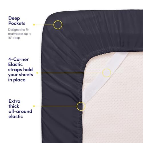 Image of 1500 Supreme Collection Extra Soft Split King Sheets Set, Navy Blue - Luxury Bed Sheets Set with Deep Pocket Wrinkle Free Bedding, Over 40 Colors, Split King Size, Navy