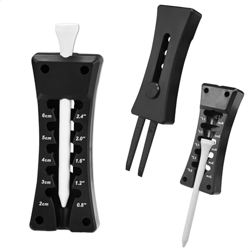 duozoanz Minigolf Tee Golf, Mini Golf Palline Tee Telemetro Distanza Regali Tappetini Accessori Mazze da Golf 5 6 7 8, Pieghevole Forcelle da Golf Divot Repair Tool