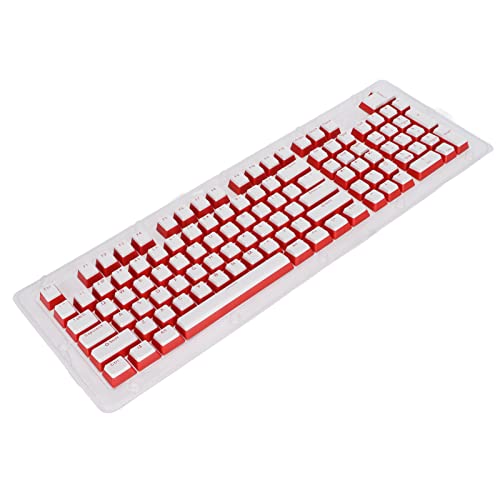 Rodi Tastatur-Tastenkappen, OEM-Höhe Tastatur-Tastenkappen ABS-Tastenkappe OEM-Höhe Ergonomisches Design für die meisten mechanischen Tastaturen(Weißer roter Buchstabe) Cover