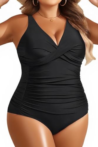 Yonique Plus Size Swimsuit One Piece Bathing Suits for Women Tummy Control Slimming Swimwear
