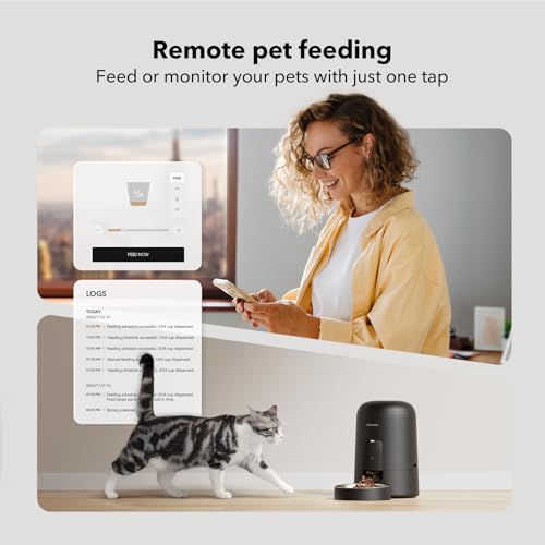 PETLIBRO Automatic Cat Feeder, Wi-Fi Rechargeable Cats Food Dispenser Battery-Operated with 30-Day Life, AIR 2.4G Wi-Fi Timed Pet Feeder for Cats & Dogs, 2L Auto Cat Feeder, Black - Image 5