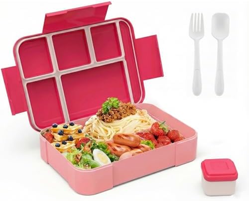 Carehabi Bento Lunch Box 6 Compartiments avec Couverts & Pot à Sa...