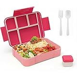 Carehabi Fiambrera Bento Box 6 Compartimentos, Tartera Comida Trabajo - Lunch Box con Cubiertos y Salsera - Porta Comida Hermético para Oficina, Viaje, Microondas y Lavavajillas - Sin BPA