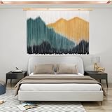 laddawan Extra Large Boho Wall Decor For Bedroom Macrame Wall Hanging Dip-Dyed Tapestry Modern Wooden Home Wall Art For Living room (Yellow)