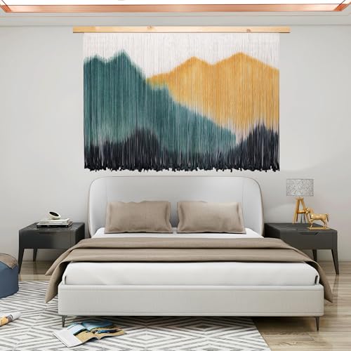laddawan Extra große Boho-Wanddekoration für Schlafzimmer, Makramee-Wandbehang, tauchgefärbter Wandteppich, moderne Holz-Wandkunst für Wohnzimmer (gelb) laddawan Extra große Boho-Wanddekoration für Schlafzimmer, Makramee-Wandbehang, tauchgefärbter Wandteppich, moderne Holz-Wandkunst für Wohnzimmer (gelb)