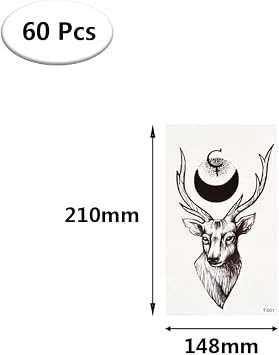 60 Sheets Waterproof Temporary Tattoos Art Fake Tattoo Stickers Lasting Fake Tattoos Decorations for Women Girls
