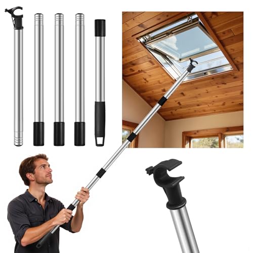Canne Télescopique pour Stores et Fenêtres De Toit: Perche Telescopique Conçu pour Contrôler les Lucarnes - pour Ouverture et Fermeture de Fenêtre - Acier...