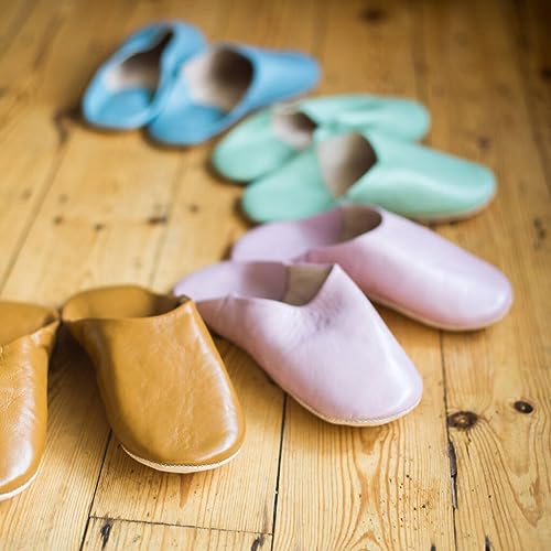 Moroccan Leather Babouche Slippers, Handmade Slippers, Sheepskin Slippers, Babouche, Mules, Hand Dyed, Organic. (6.5 UK / 40 EU / 8 US women's, Gold)4