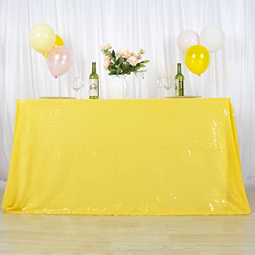 Duobao Sequin Tablecloth 60X102 Inches Popular Bridal Dress Table Cloth,Fashion Tablecloth Overlay Payette Tablecloth First Birthday Tablecloth(60X102-Inch, Yellow) #TOP24