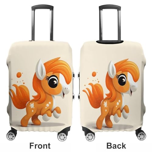Carry on Luggage Cover Cute Orange Pony Suitcase Covers for Luggages Tsa Approved Travel Luggage Sleeve Protector Elastic Suitcase Protector Anti-Scratch Washable Fits 19-30 Inch Case -XL3