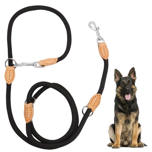 Rierousy Guinzaglio regolabile per cani, 2,1 m, in nylon, con 2 moschettoni, guinzaglio per cani di taglia media e grande