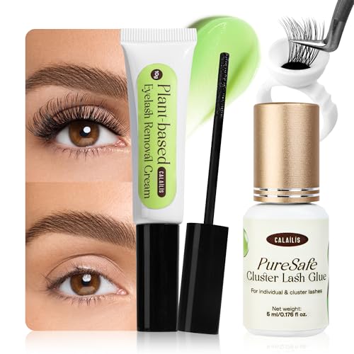 Image of CALAILIS Lash Cluster Glue & Lash Remover Kit, Strong Hold Long Lasting 4+ Weeks Eyelash Cluster Glue and Gentle Remover for Professional Use
