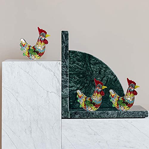 Genic 5Pcs Glass Rooster Chicken Figurines Mini Glass Chicken Statues Crystal Mini Figurines Glass Farm Animals Action Figures Cake Topper, Red, 15X15X8Cm #TOP5