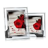 NUOLAN 5x7 Glass Picture Frame Tabletop Mirror Photo Frames 5 by 7 for Home Office Business, Set of 2