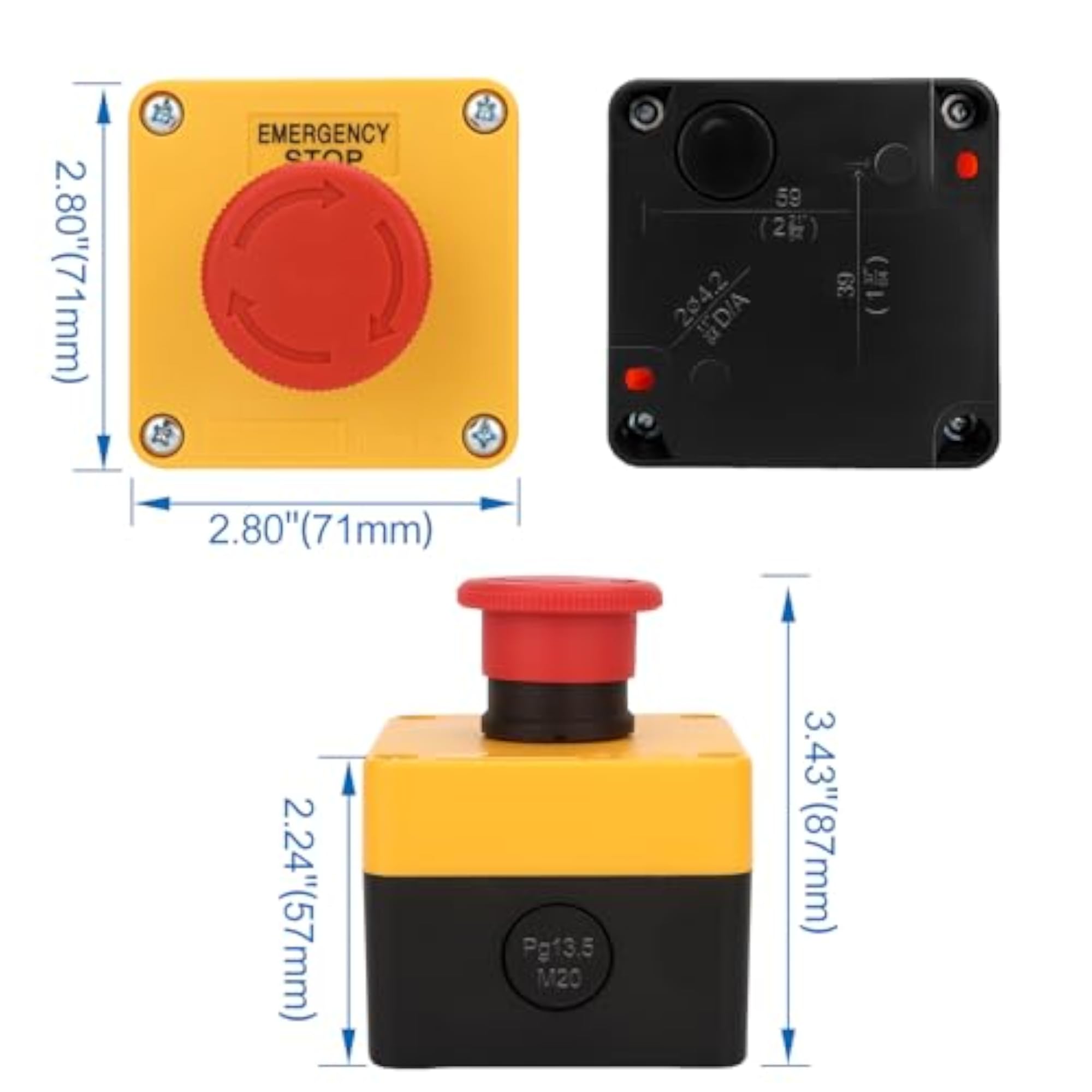 Emergency Stop Switch Push Button, Weatherproof