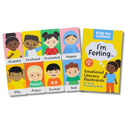 Kids for Culture: I'm Feeling: Emotional Literacy Flash Cards-24 Diverse Feeling Flash Cards - Toddlers 2-4 Years, Kindergarten, Preschool, Durable Feeling Flash Cards for Speech Therapy