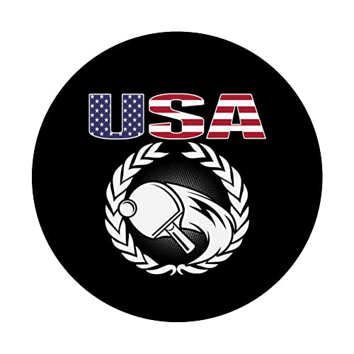 America Table Tennis Lovers - USA Flag Ping Pong Supporter PopSockets Swappable PopGrip, Black - Image 3