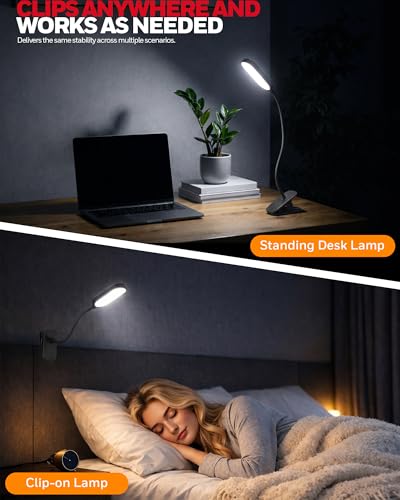 Image of Honeywell Clip On Reading Light, Rechargeable Gooseneck CRI95 4000K Dimming