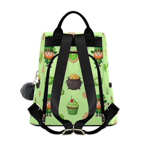 Sac à dos motif léprechauns vert pour femme avec zip sécurisé - 2