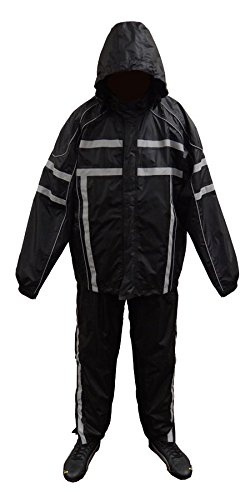 NexGenSH2331 Men's Black Water Resistant Rain Suit with Reflective Tape